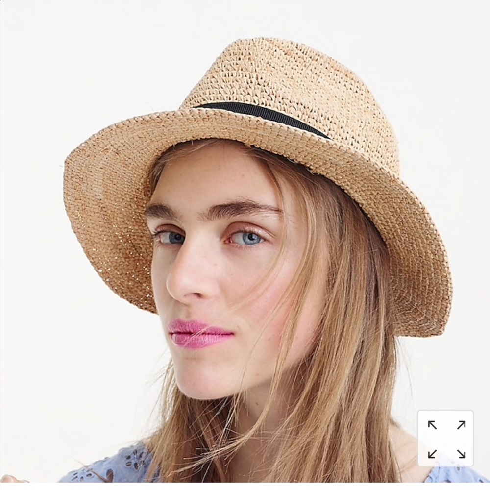 J. Crew Tan Straw Hat with Black Band